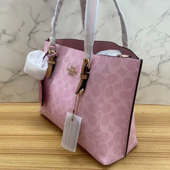 🎈🎈COACH Mollie Tote Bag 25 In Signature Powder Pink - Picture 2 of 9